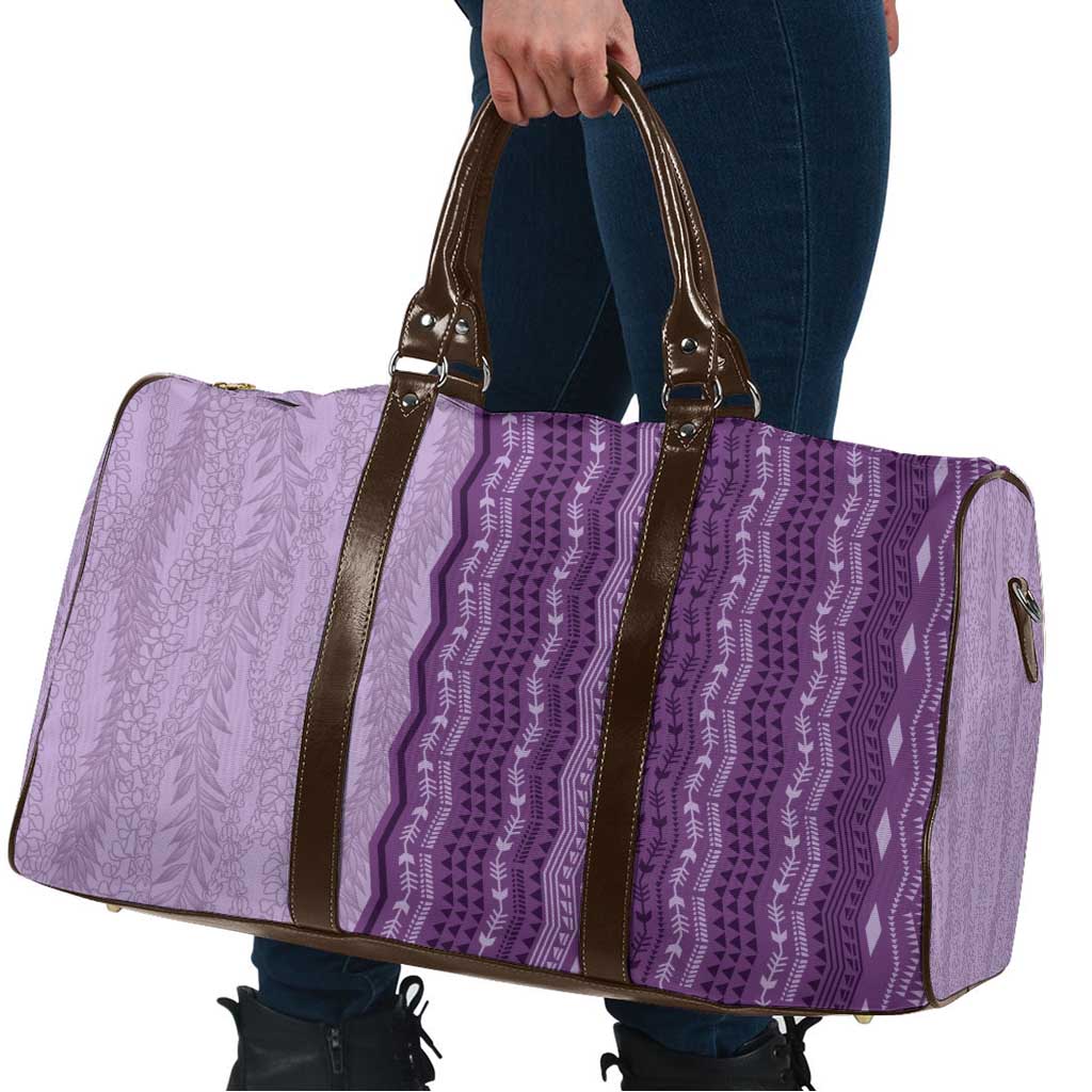 Vintage Violet Hawaiian Traditional Kapa Mix Flowers Lei Travel Bag