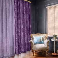 Vintage Violet Hawaiian Traditional Kapa Mix Flowers Lei Window Curtain