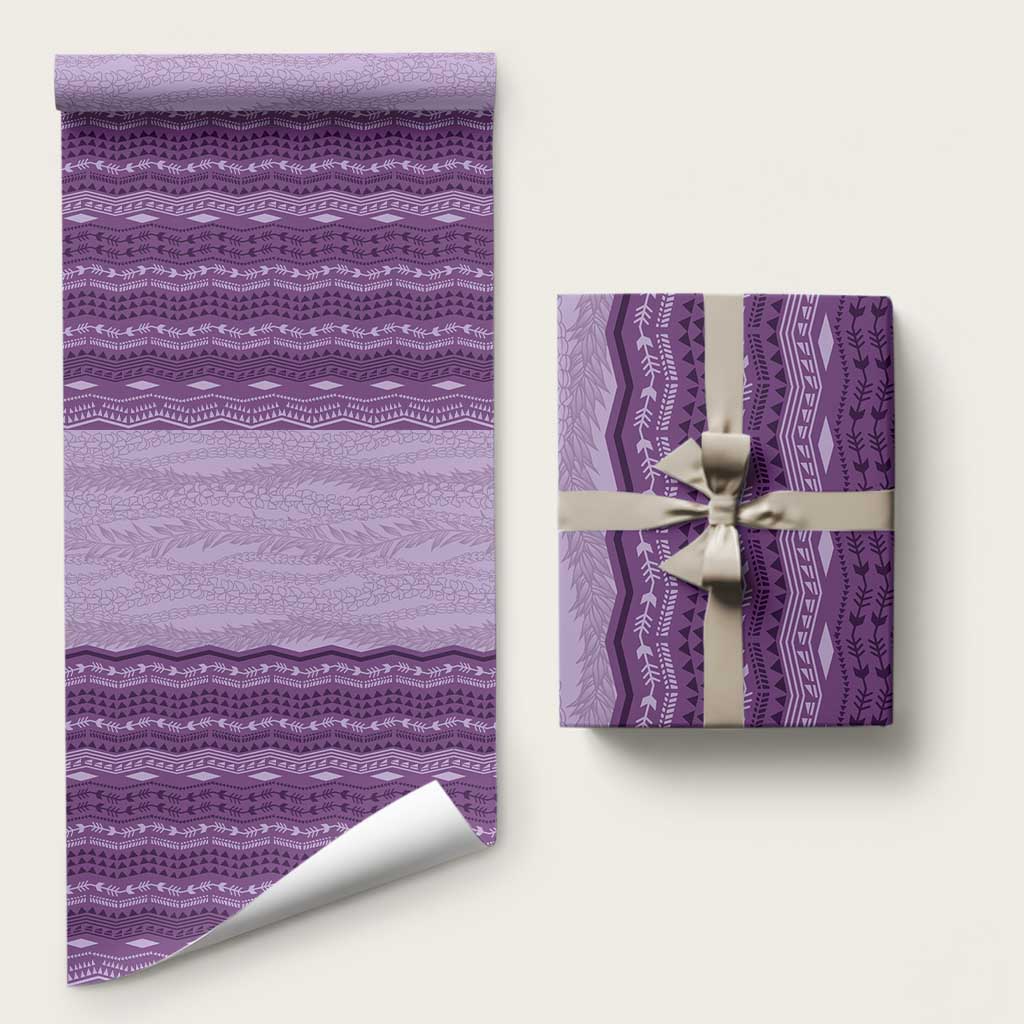 Vintage Violet Hawaiian Traditional Kapa Mix Flowers Lei Wrapping Paper