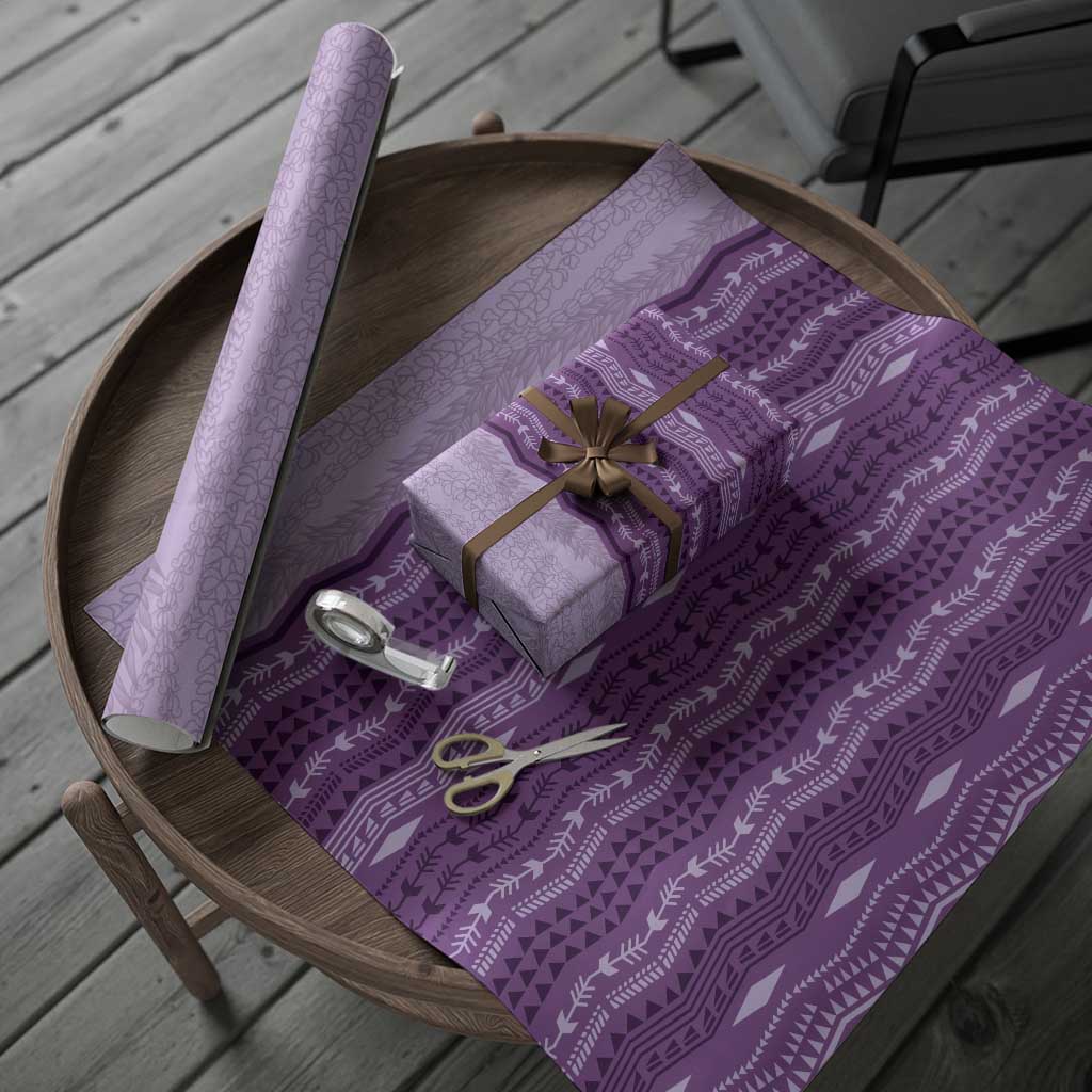Vintage Violet Hawaiian Traditional Kapa Mix Flowers Lei Wrapping Paper