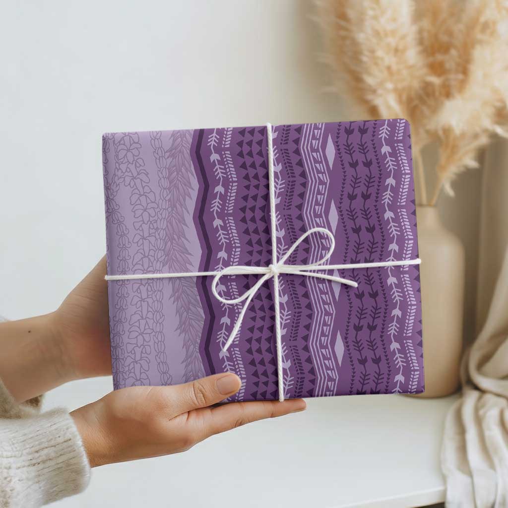 Vintage Violet Hawaiian Traditional Kapa Mix Flowers Lei Wrapping Paper