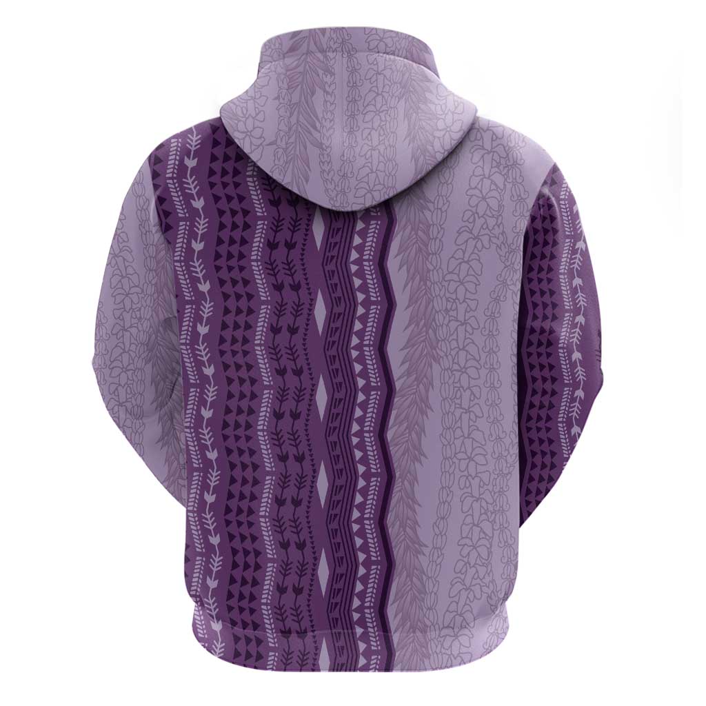 Vintage Violet Hawaiian Traditional Kapa Mix Flowers Lei Zip Hoodie