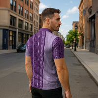 Vintage Violet Hawaiian Traditional Kapa Mix Flowers Lei Zipper Polo Shirt