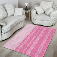 Vintage Pink Hawaiian Traditional Kapa Mix Flowers Lei Area Rug
