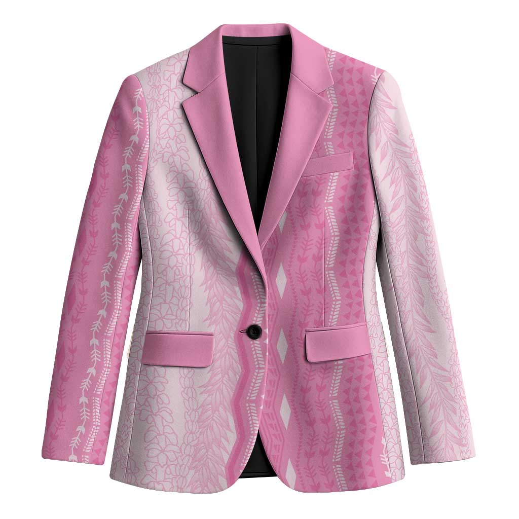 Vintage Pink Hawaiian Traditional Kapa Mix Flowers Lei Blazer