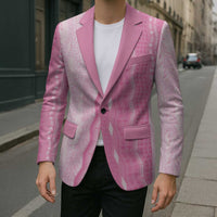 Vintage Pink Hawaiian Traditional Kapa Mix Flowers Lei Blazer
