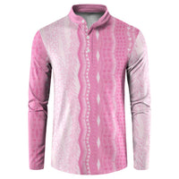 Vintage Pink Hawaiian Traditional Kapa Mix Flowers Lei Button Sweatshirt