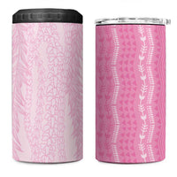 Vintage Pink Hawaiian Traditional Kapa Mix Flowers Lei 4 in 1 Can Cooler Tumbler