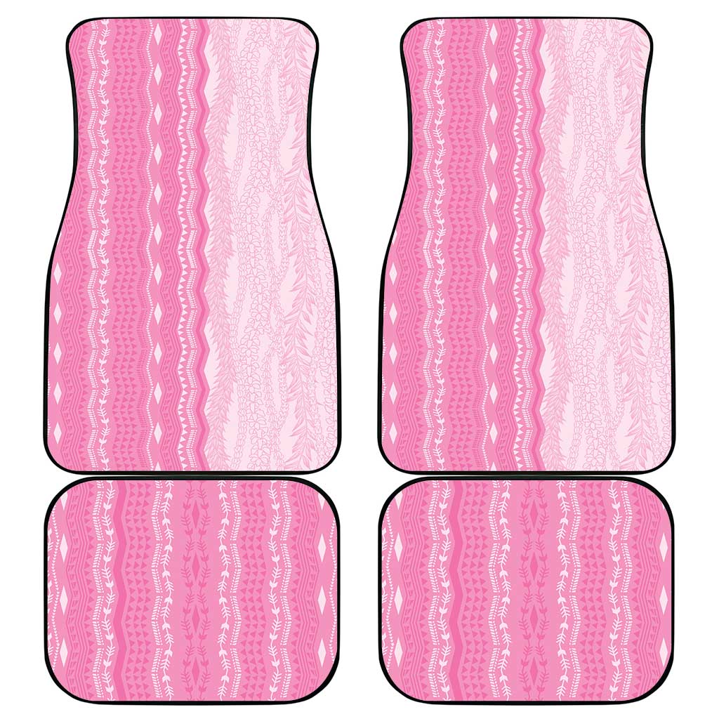 Vintage Pink Hawaiian Traditional Kapa Mix Flowers Lei Car Mats