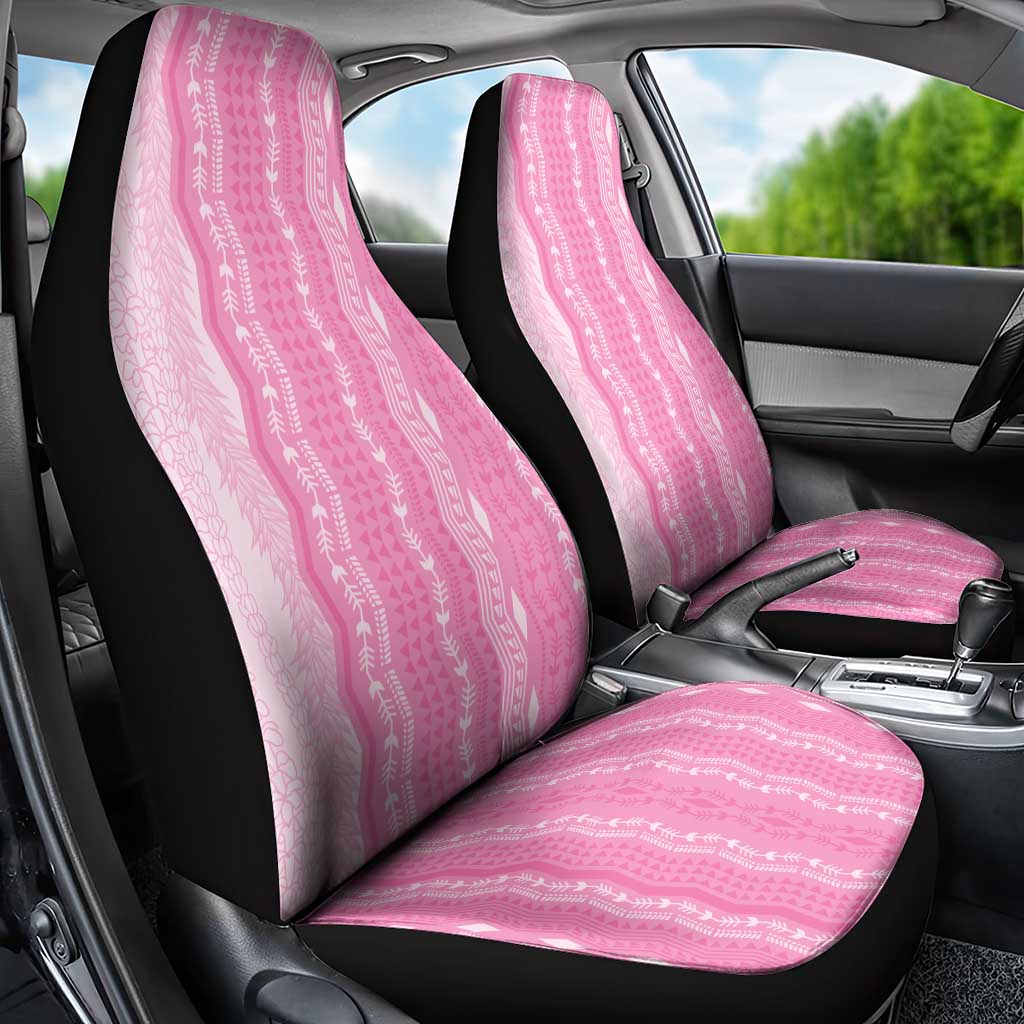 Vintage Pink Hawaiian Traditional Kapa Mix Flowers Lei Car Seat Cover