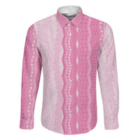 Vintage Pink Hawaiian Traditional Kapa Mix Flowers Lei Family Matching Mermaid Dress and Hawaiian Shirt LT7 Dad's Shirt - Long Sleeve Pink - Polynesian Pride