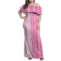 Vintage Pink Hawaiian Traditional Kapa Mix Flowers Lei Family Matching Off Shoulder Maxi Dress and Hawaiian Shirt LT7 Mom's Dress Pink - Polynesian Pride