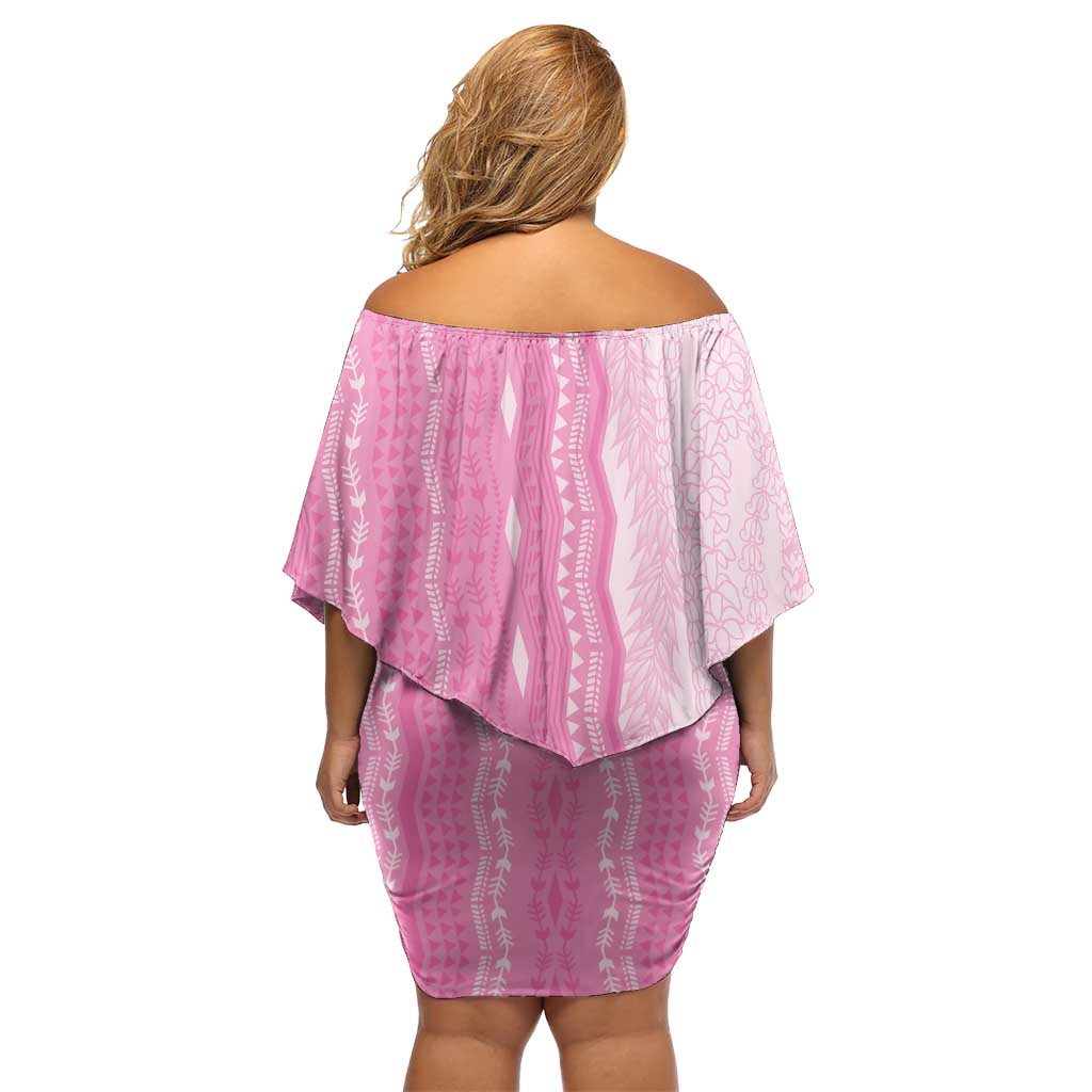 Vintage Pink Hawaiian Traditional Kapa Mix Flowers Lei Family Matching Off Shoulder Short Dress and Hawaiian Shirt LT7 - Polynesian Pride