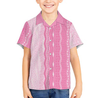 Vintage Pink Hawaiian Traditional Kapa Mix Flowers Lei Family Matching Puletasi and Hawaiian Shirt LT7 Son's Shirt Pink - Polynesian Pride