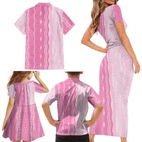 Vintage Pink Hawaiian Traditional Kapa Mix Flowers Lei Family Matching Short Sleeve Bodycon Dress and Hawaiian Shirt LT7 - Polynesian Pride