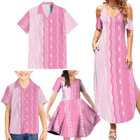 Vintage Pink Hawaiian Traditional Kapa Mix Flowers Lei Family Matching Summer Maxi Dress and Hawaiian Shirt LT7 - Polynesian Pride