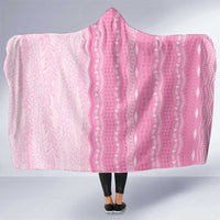 Vintage Pink Hawaiian Traditional Kapa Mix Flowers Lei Hooded Blanket