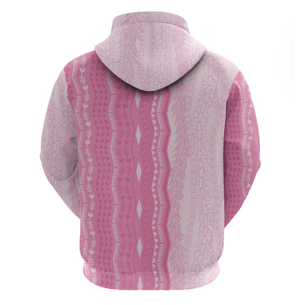 Vintage Pink Hawaiian Traditional Kapa Mix Flowers Lei Hoodie