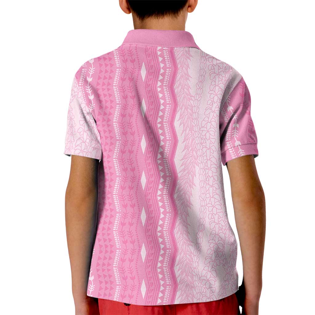 Vintage Pink Hawaiian Traditional Kapa Mix Flowers Lei Kid Polo Shirt