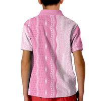 Vintage Pink Hawaiian Traditional Kapa Mix Flowers Lei Kid Polo Shirt