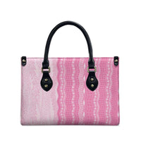 Vintage Pink Hawaiian Traditional Kapa Mix Flowers Lei Leather Bag