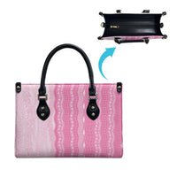 Vintage Pink Hawaiian Traditional Kapa Mix Flowers Lei Leather Bag