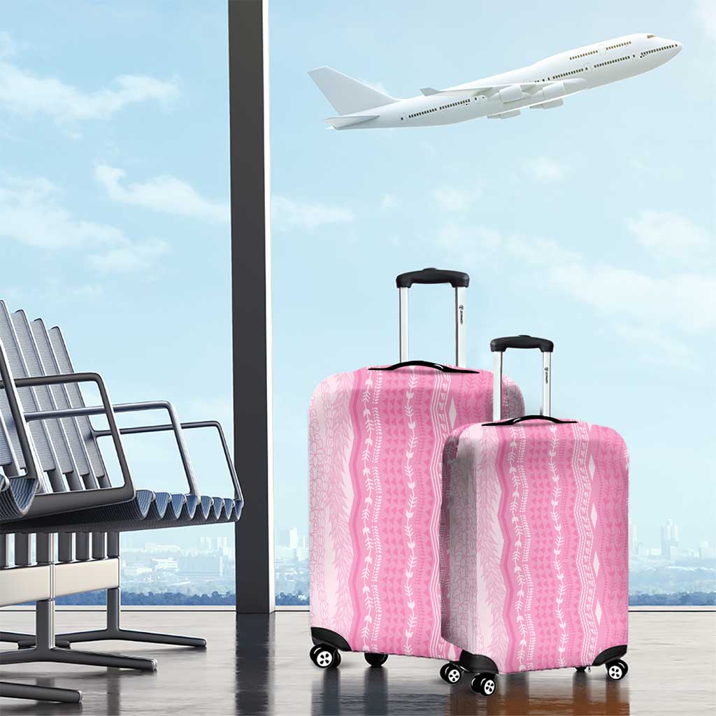 Vintage Pink Hawaiian Traditional Kapa Mix Flowers Lei Luggage Cover