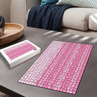 Vintage Pink Hawaiian Traditional Kapa Mix Flowers Lei Puzzle