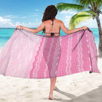 Vintage Pink Hawaiian Traditional Kapa Mix Flowers Lei Sarong