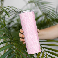 Vintage Pink Hawaiian Traditional Kapa Mix Flowers Lei Skinny Tumbler