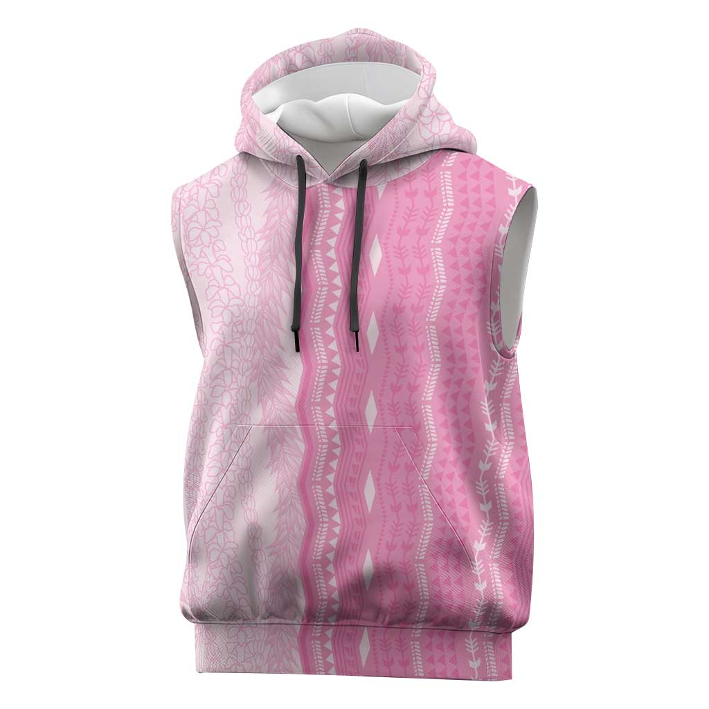 Vintage Pink Hawaiian Traditional Kapa Mix Flowers Lei Sleeveless Hoodie
