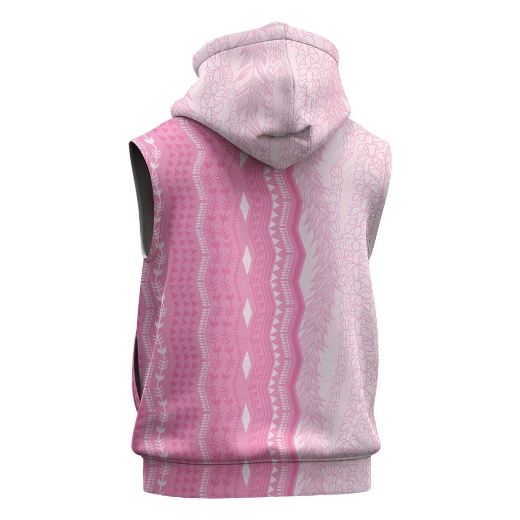 Vintage Pink Hawaiian Traditional Kapa Mix Flowers Lei Sleeveless Hoodie