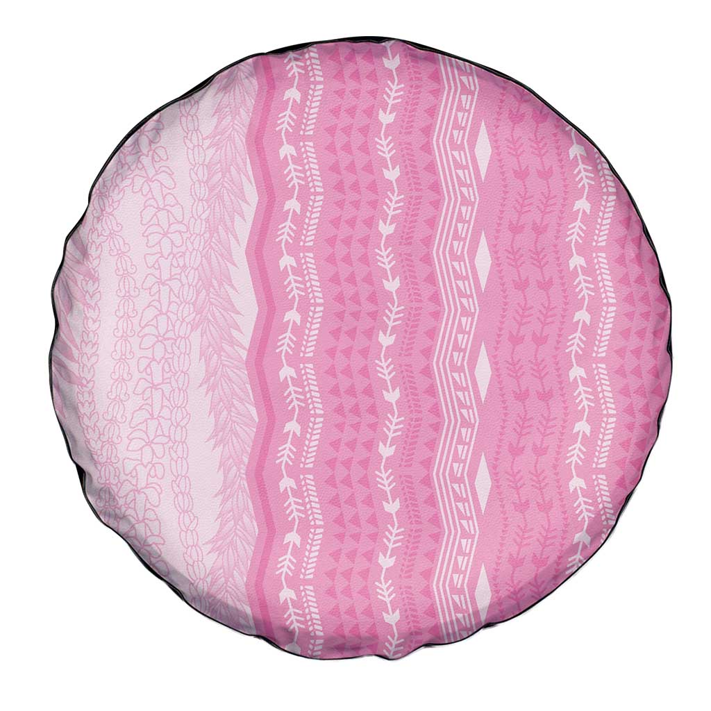 Vintage Pink Hawaiian Traditional Kapa Mix Flowers Lei Spare Tire Cover