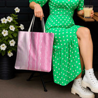 Vintage Pink Hawaiian Traditional Kapa Mix Flowers Lei Tote Bag