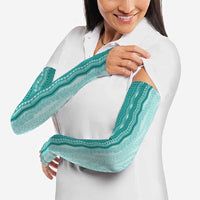Vintage Teal Hawaiian Traditional Kapa Mix Flowers Lei Arm Sleeves