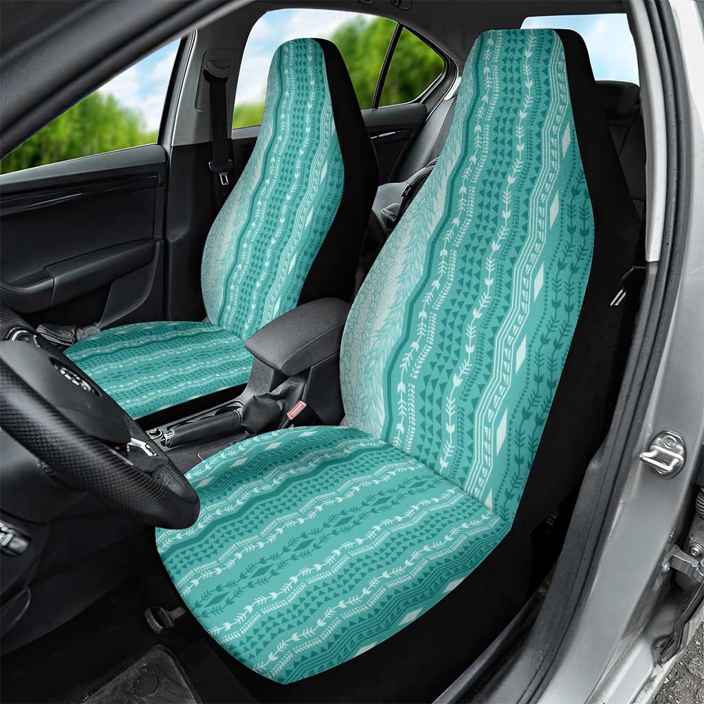 Vintage Teal Hawaiian Traditional Kapa Mix Flowers Lei Car Seat Cover