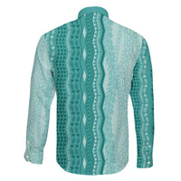 Vintage Teal Hawaiian Traditional Kapa Mix Flowers Lei Family Matching Off The Shoulder Long Sleeve Dress and Hawaiian Shirt LT7 - Polynesian Pride