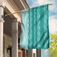 Vintage Teal Hawaiian Traditional Kapa Mix Flowers Lei Garden Flag