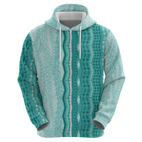 Vintage Teal Hawaiian Traditional Kapa Mix Flowers Lei Hoodie