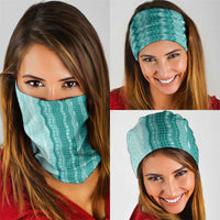 Vintage Teal Hawaiian Traditional Kapa Mix Flowers Lei Neck Gaiter