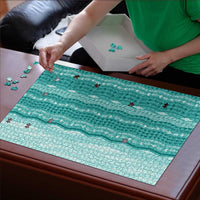 Vintage Teal Hawaiian Traditional Kapa Mix Flowers Lei Puzzle