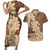 Samoa Women's Day Couples Matching Short Sleeve Bodycon Dress and Hawaiian Shirt Tiale Flower Mix Siapo Tapa LT7 Beige - Polynesian Pride