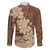 Samoa Women's Day Family Matching Mermaid Dress and Hawaiian Shirt Tiale Flower Mix Siapo Tapa LT7 Dad's Shirt - Long Sleeve Beige - Polynesian Pride