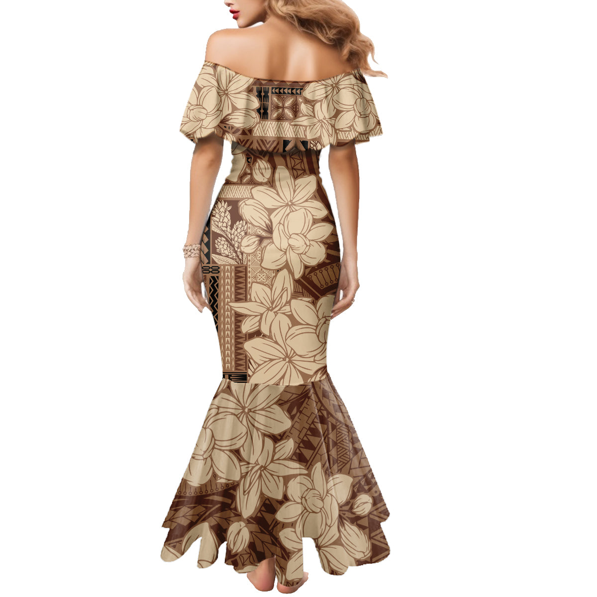 Samoa Women's Day Family Matching Mermaid Dress and Hawaiian Shirt Tiale Flower Mix Siapo Tapa LT7 - Polynesian Pride