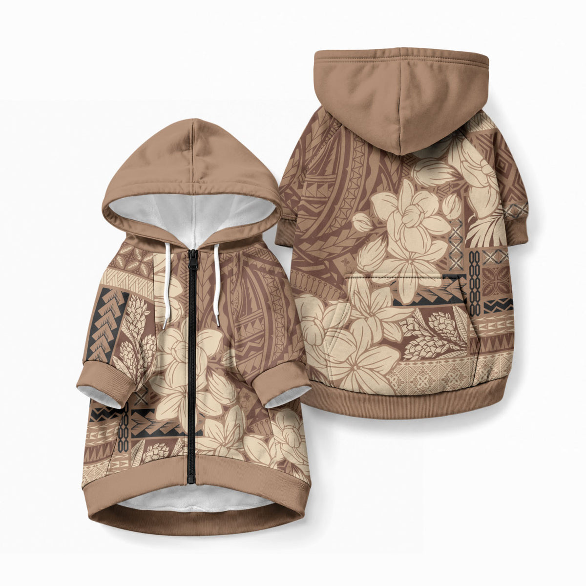 Samoa Women's Day Pet Hoodie Tiale Flower Mix Siapo Tapa