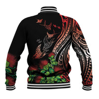 Aloha Hawaii Manta Rays Baseball Jacket Red Ohia Lehua