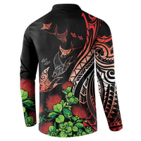 Aloha Hawaii Manta Rays Button Sweatshirt Red Ohia Lehua