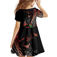 Aloha Hawaii Manta Rays Family Matching Long Sleeve Bodycon Dress and Hawaiian Shirt Red Ohia Lehua