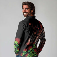 Aloha Hawaii Manta Rays Long Sleeve Polo Shirt Red Ohia Lehua