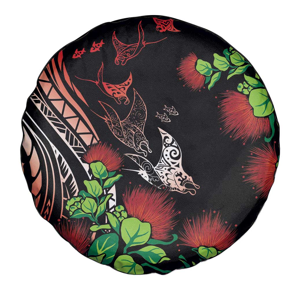 Aloha Hawaii Manta Rays Spare Tire Cover Red Ohia Lehua